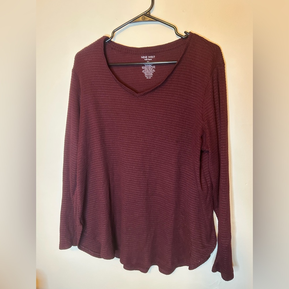 Nine West Women's Dark Red Long Sleeve Top